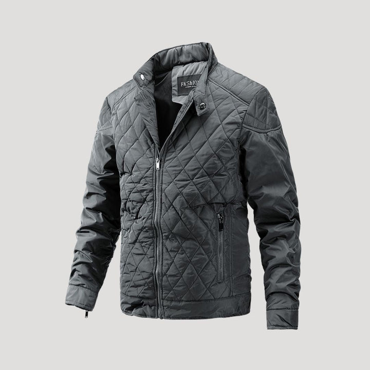 Womens Quilted Biker Jacket Waterproof Diamond Stitching - BritishMode