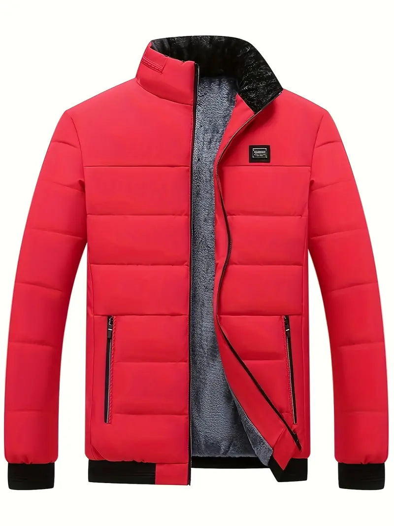 Mens Winter Jacket with Stand Collar Velvet Lining Warm