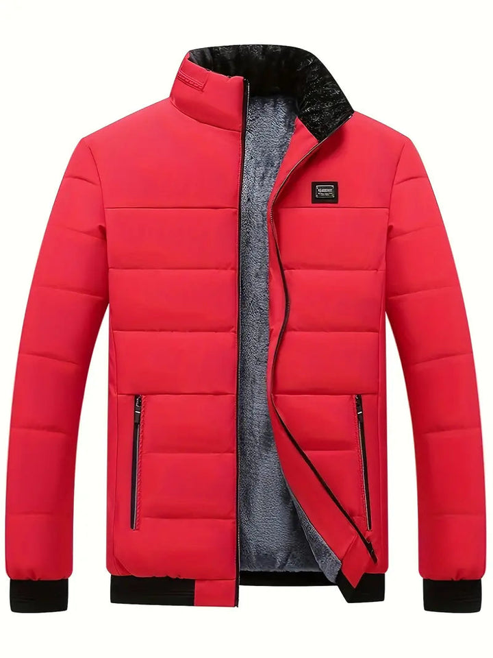Mens Winter Jacket with Stand Collar Velvet Lining Warm
