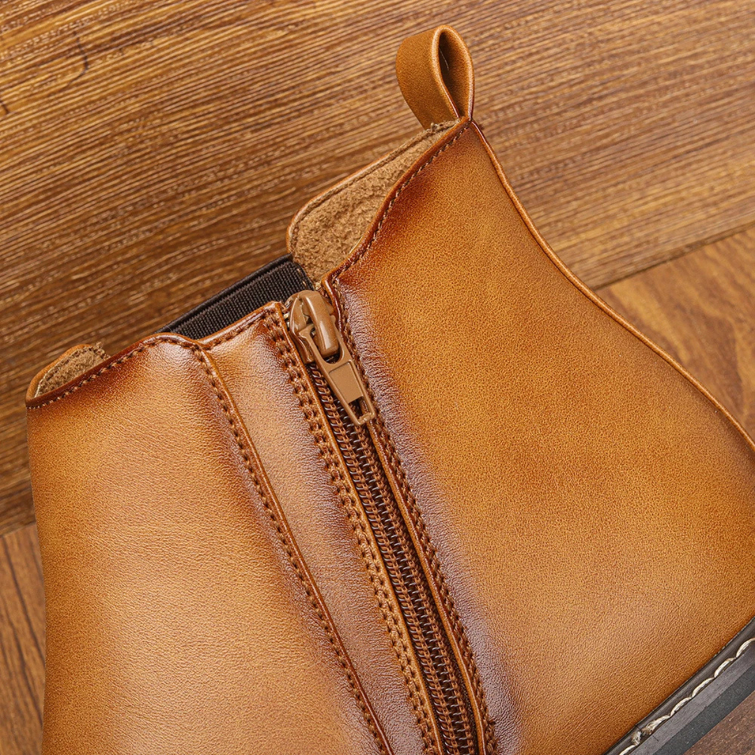 Mens Leather Chelsea Boots Classic Slip-On