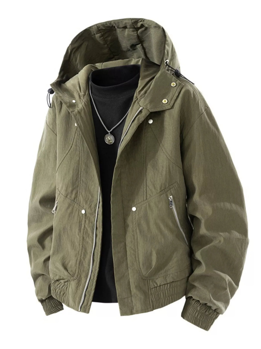 Mens Waterproof Hooded Windbreaker Relaxed Fit