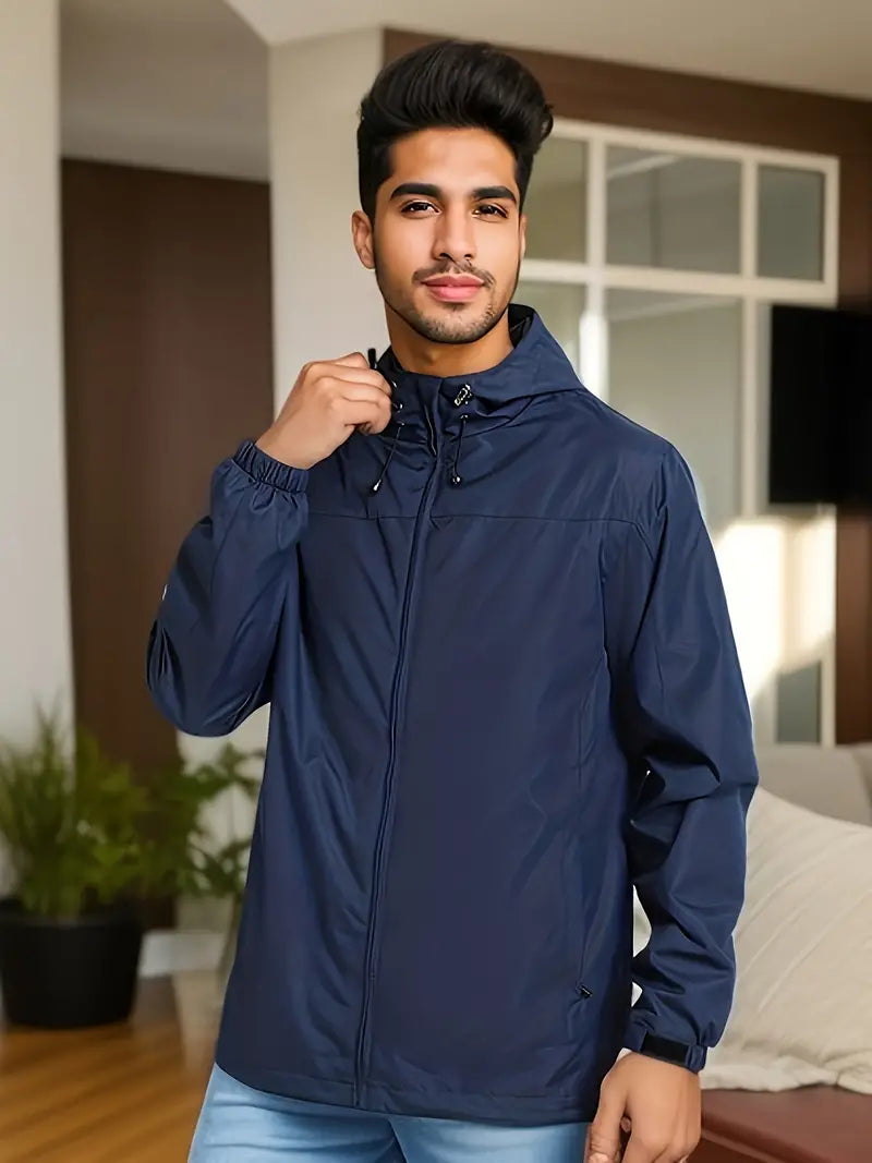 Mens Waterproof Windbreaker Coat with Hood