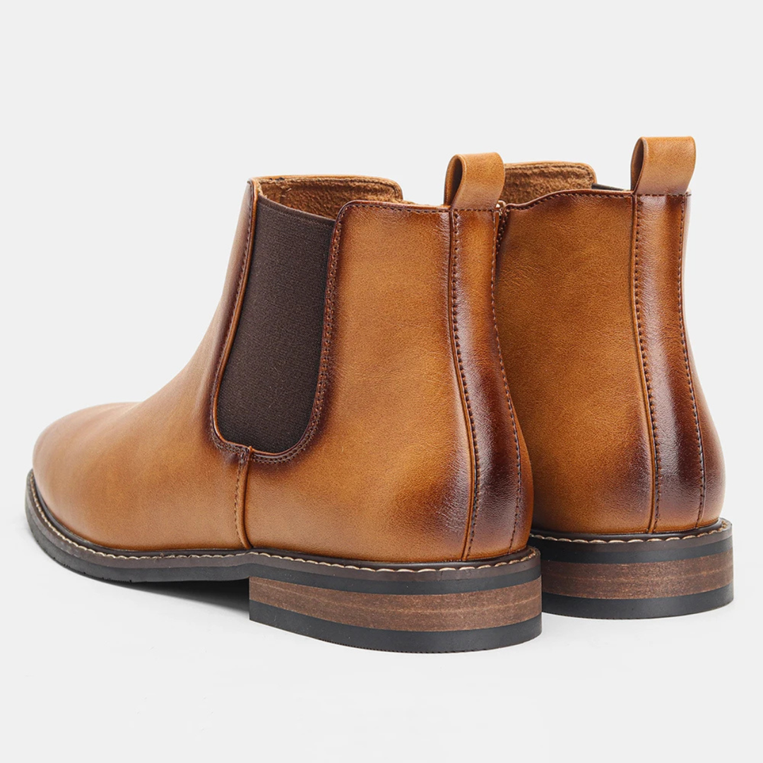 Mens Leather Chelsea Boots Classic Slip-On