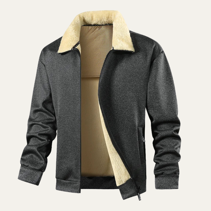Mens Lambswool Jacket Fleece Lined Fur Collar Winter