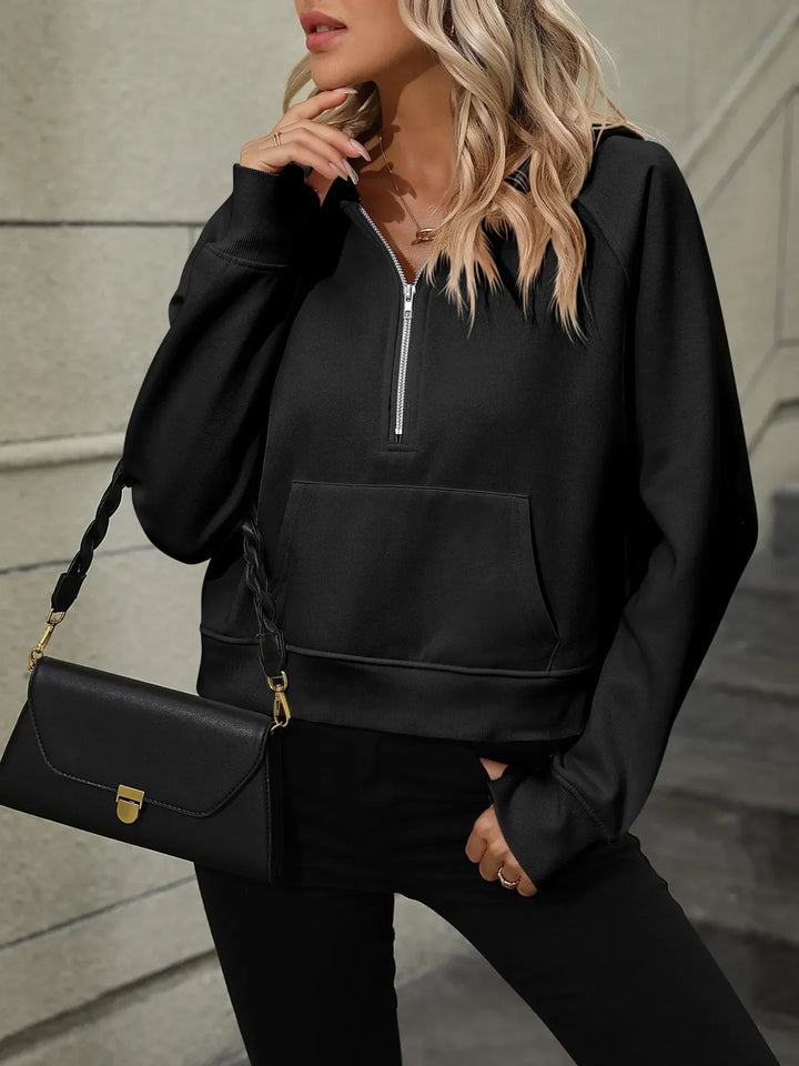 Unisex Fleece Pullover Jacket with Pouch Pocket
