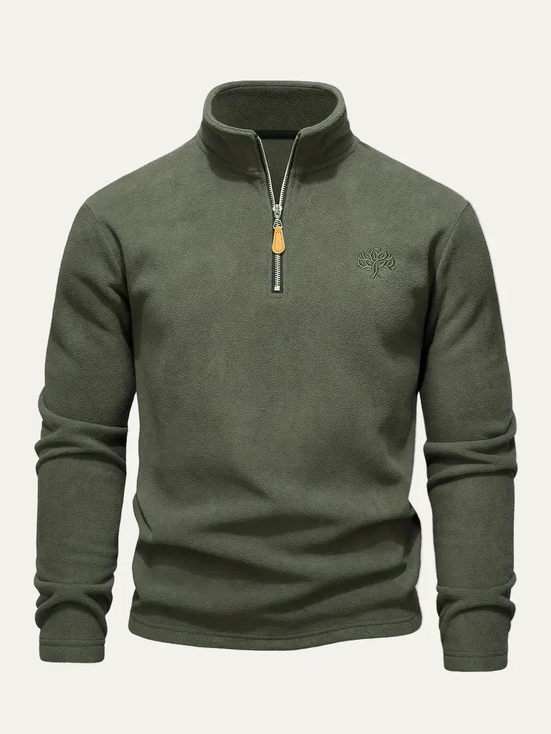 Mens Fleece Pullover Quarter Zip Mock Neck