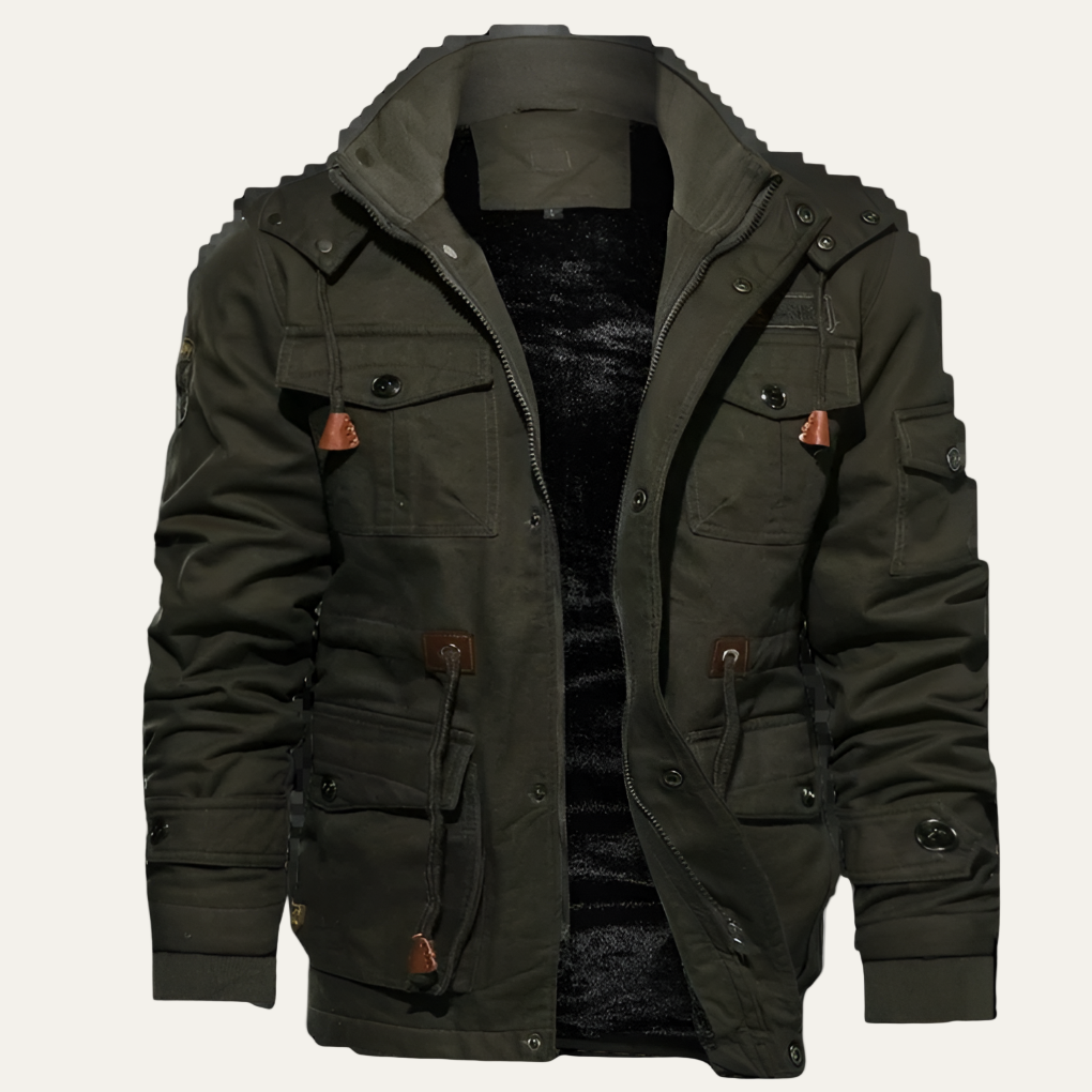 Mens Cotton Jacket with Fleece Fur Lining