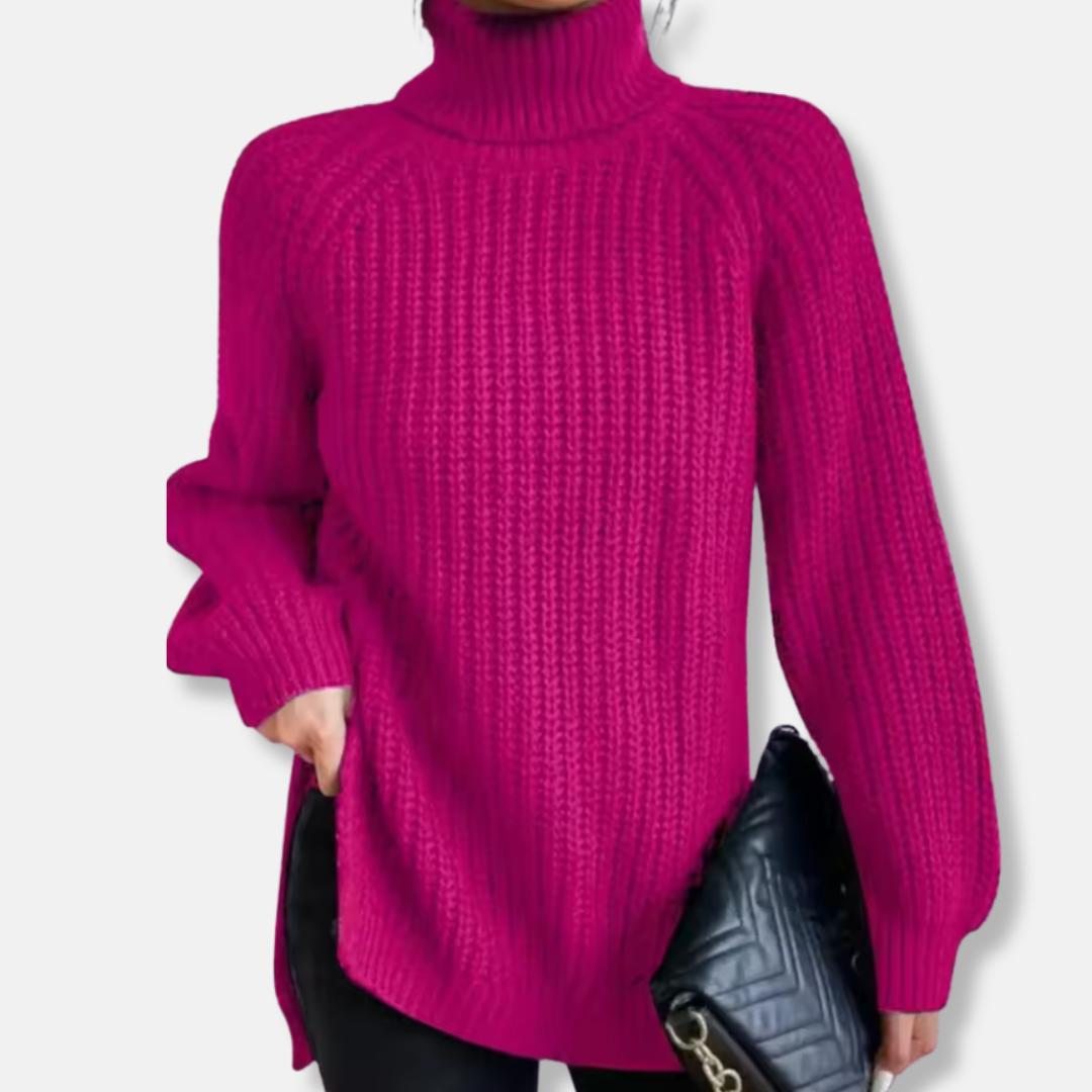Womens Wool Knit Pullover Sweater Chunky Turtleneck Oversized Fit