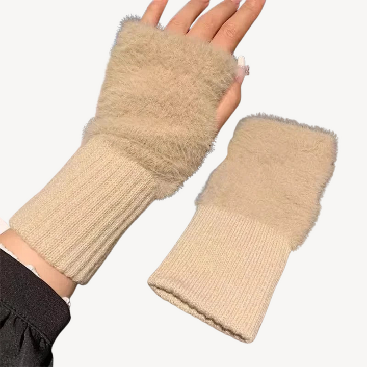 Womens Fingerless Gloves Fuzzy Soft