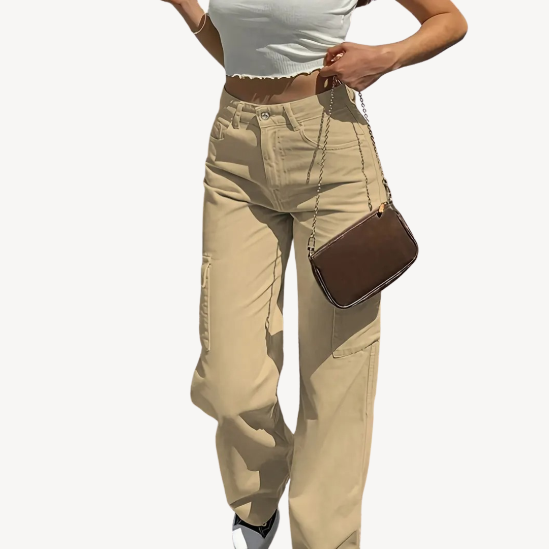 Womens Cargo Pants High-Waisted Relaxed Fit
