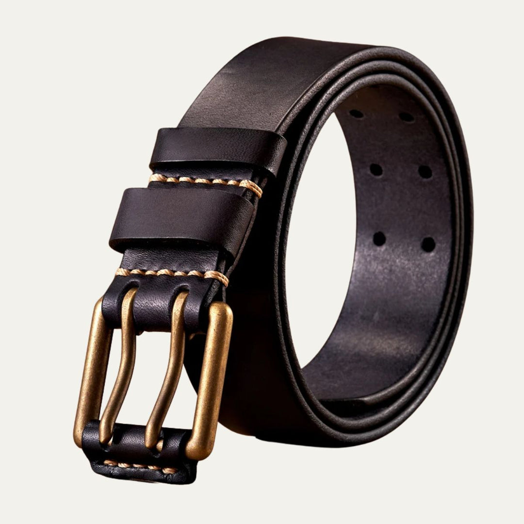 Mens Leather Belt Double-Pin Vintage Style - BritishMode