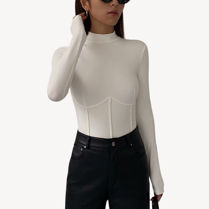 Womens Ribbed Corset Top Stretch Fit
