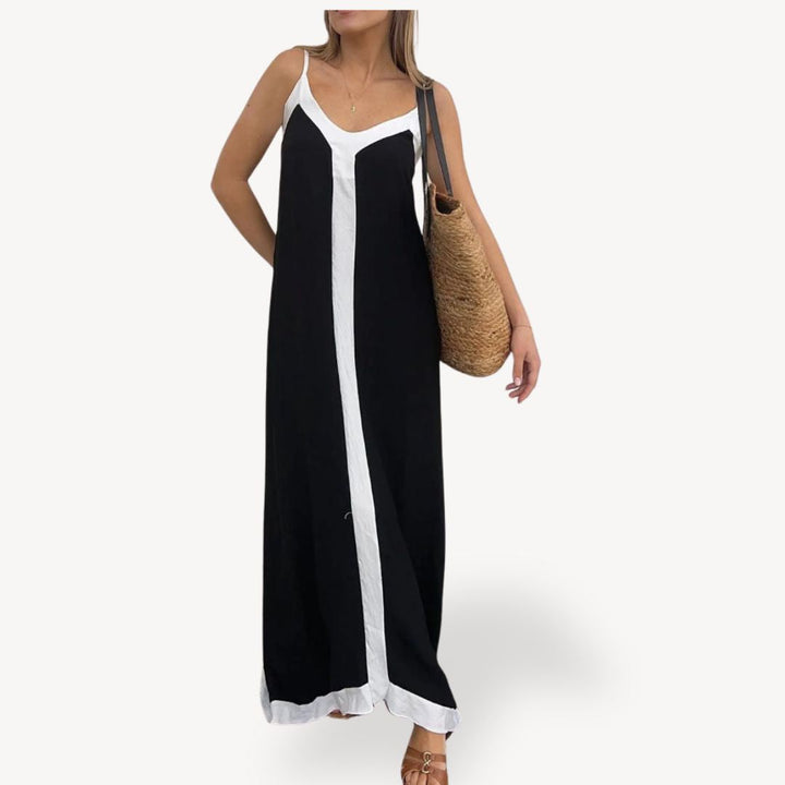 Womens Maxi Slip Dress with Contrast Trim