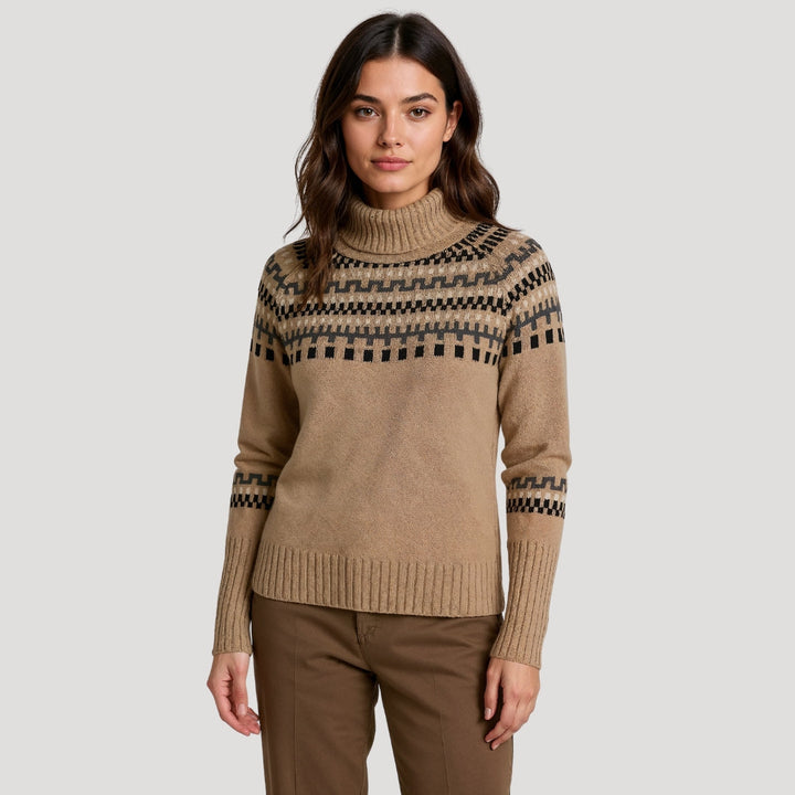 Womens Cable Knit Sweater with Turtleneck Warm Fit - BritishMode