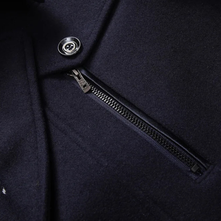 Mens Wool Blend Trench Coat with Lapel Collar Long Fit