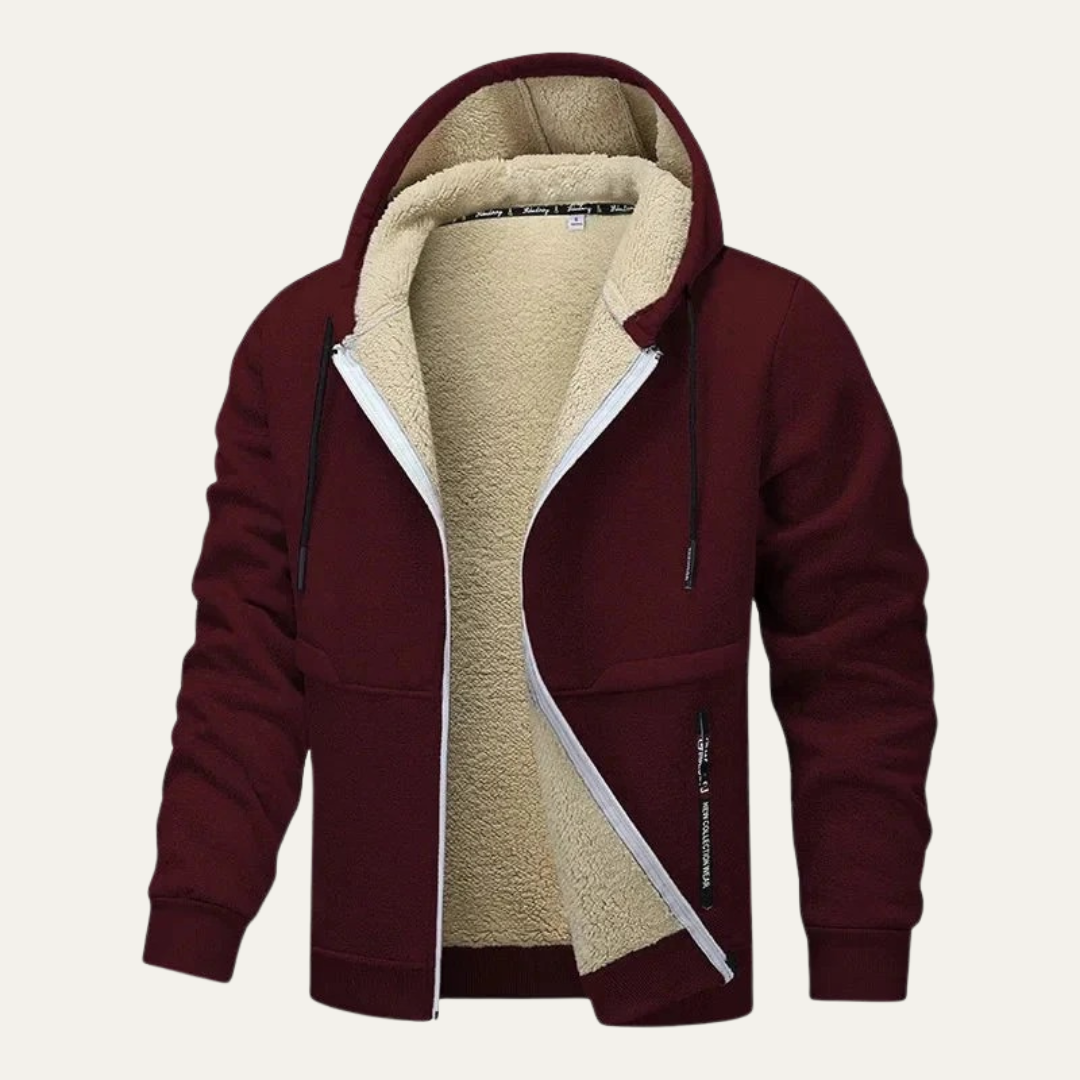 Mens Zip Hoodie Sherpa Lined Heavyweight