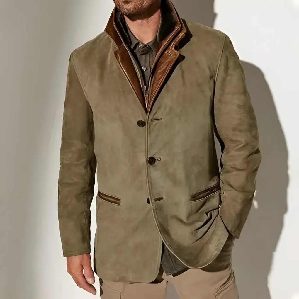 Mens Jacket with Contrast Collar Retro Style