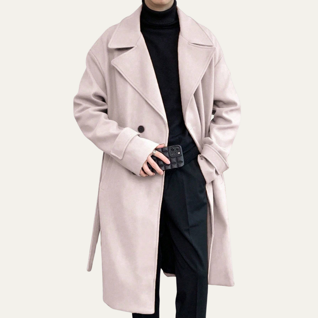 Mens Wool Wrap Coat with Belt Smart Fit