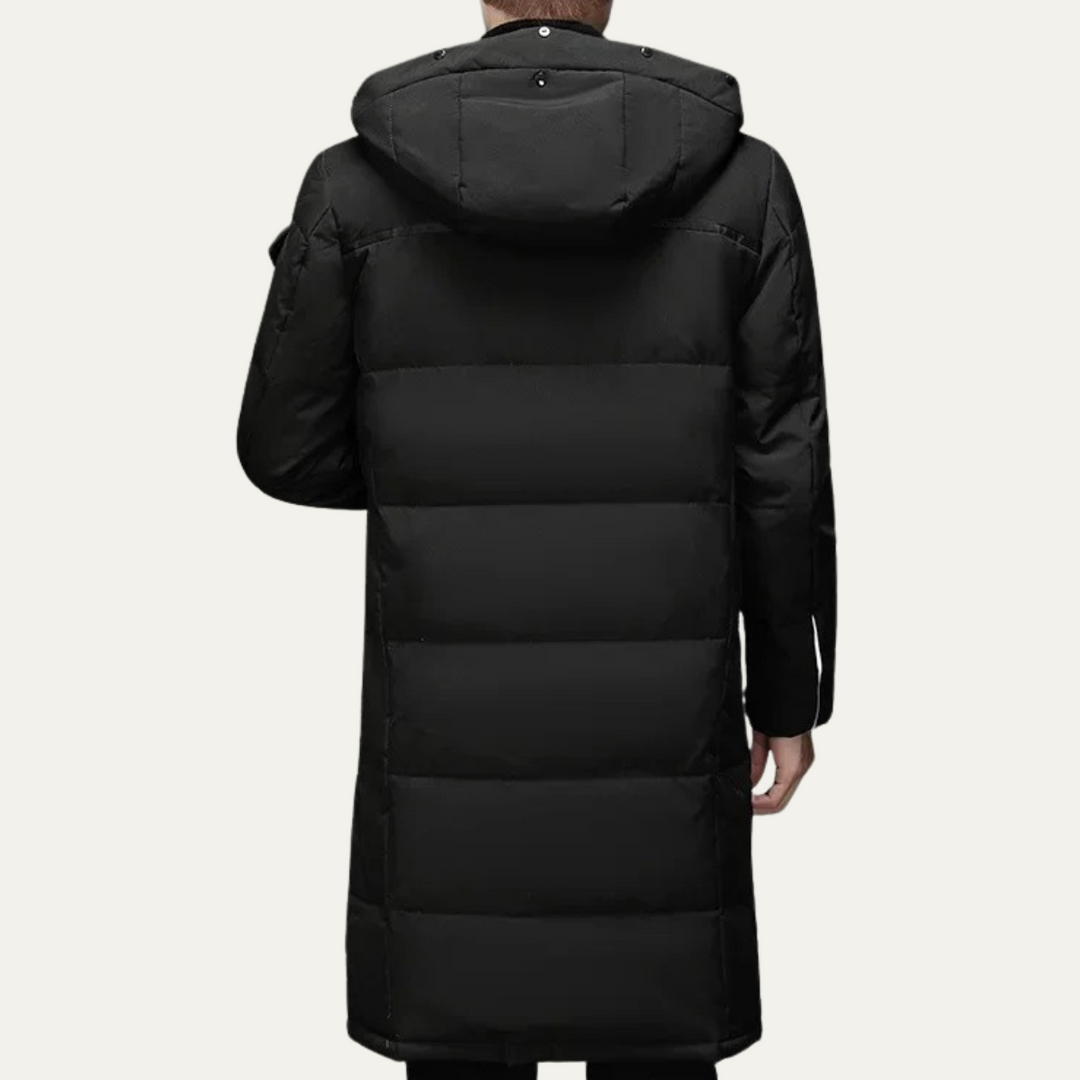 Mens Quilted Puffer Coat Long Fit with Hood