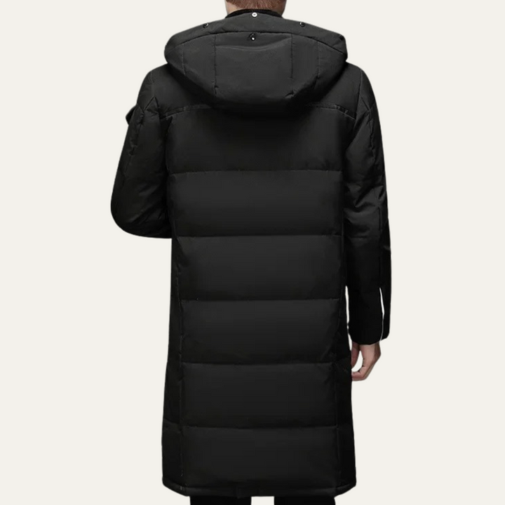 Mens Quilted Puffer Coat Long Fit with Hood
