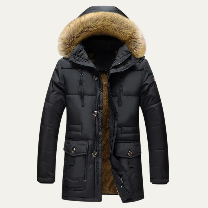 Mens Waterproof Padded Parka Jacket Warm Insulated
