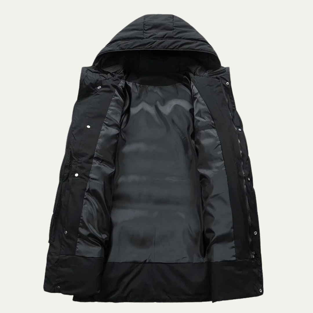 Mens Long Hooded Puffer Jacket Insulated Winter