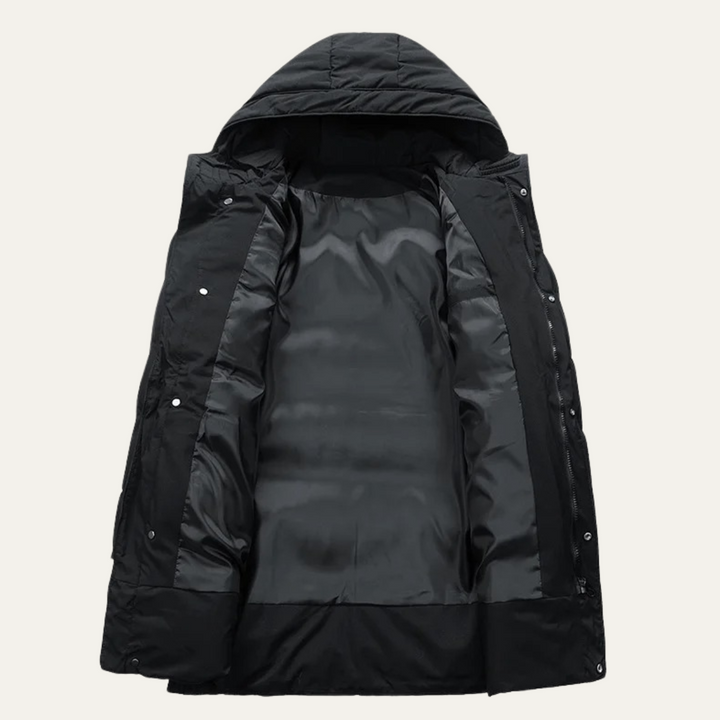 Mens Long Hooded Puffer Jacket Insulated Winter