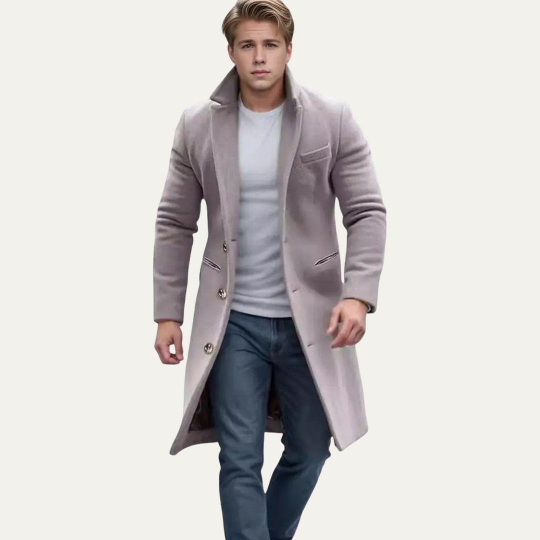 Mens Wool Blend Overcoat Winter Elegant Fit