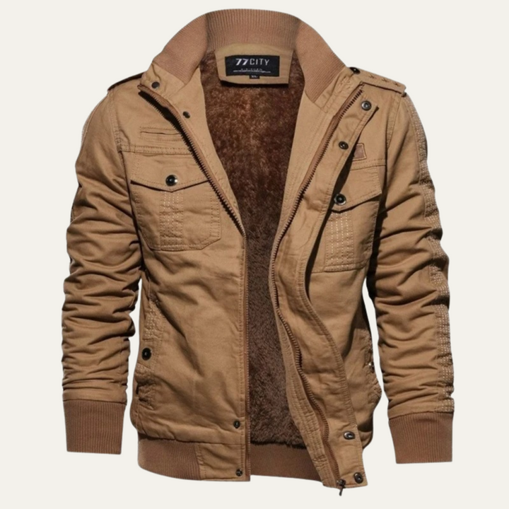 Mens Bomber Jacket Windproof Multi-Pocket Military Style