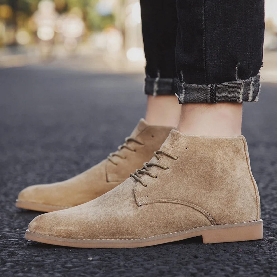 Mens Casual Suede Lace-Up Ankle Boots