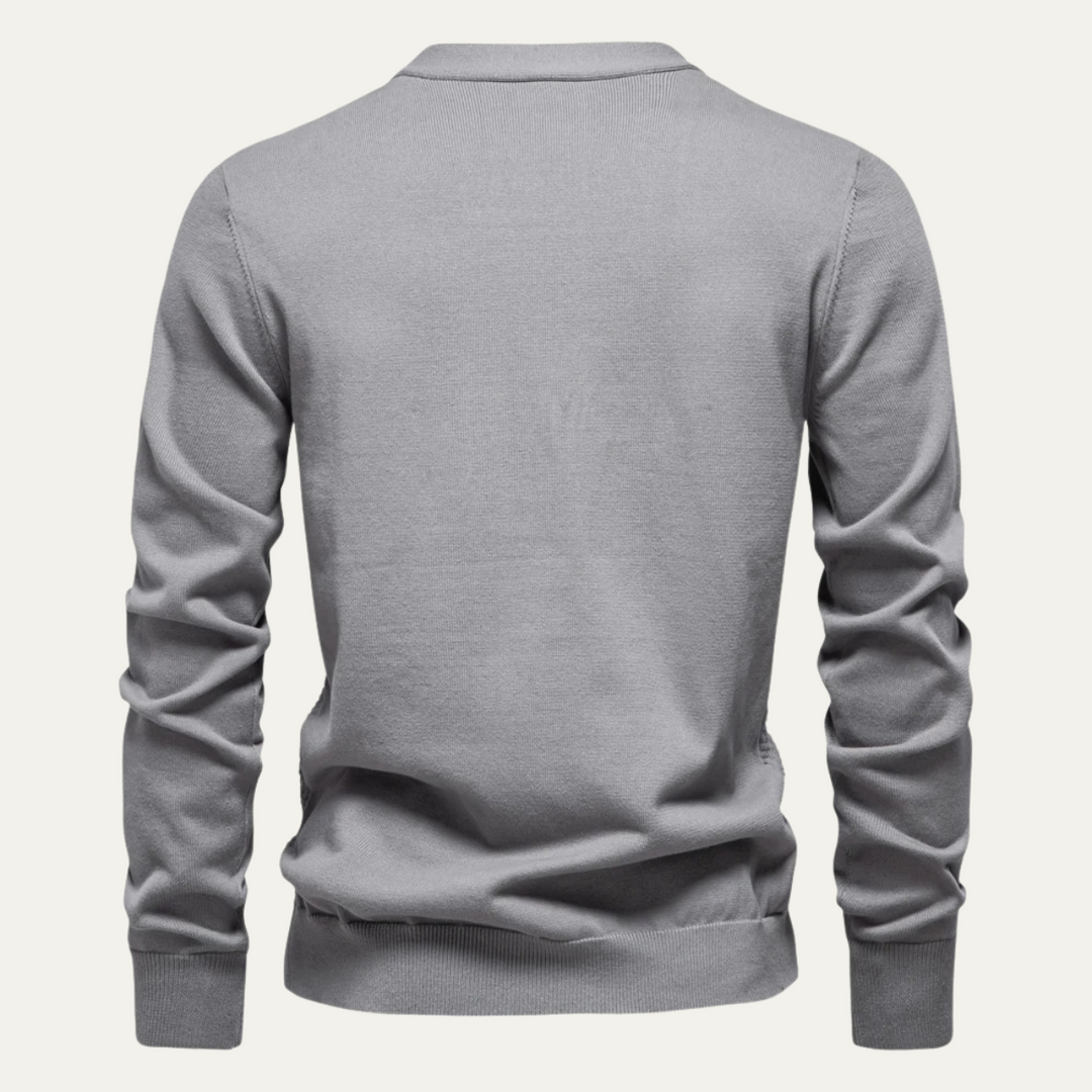 Mens Basketweave Knit Cardigan V-Neck Button Front
