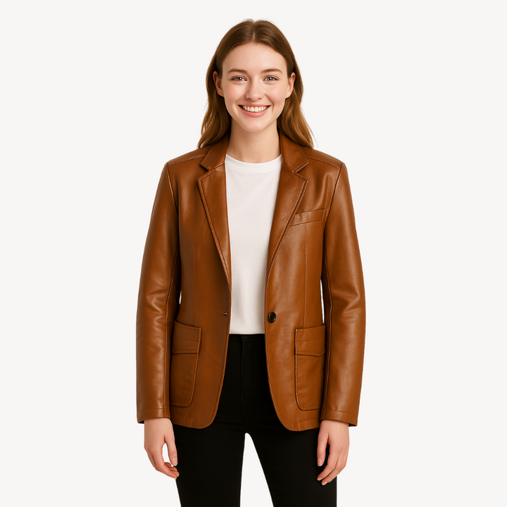 Womens Leather Blazer Tailored Fit