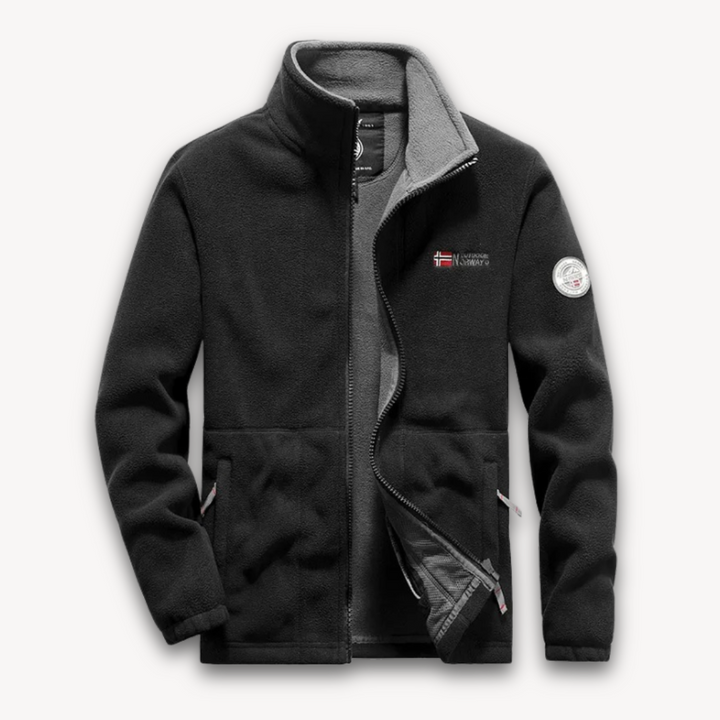 Mens Fleece Jacket Full-Zip Warm Outdoor Coat - BritishMode