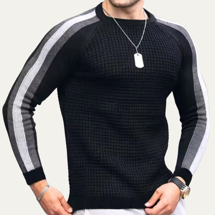 Mens Crewneck Sweater Slim Fit Racing Stripe - BritishMode