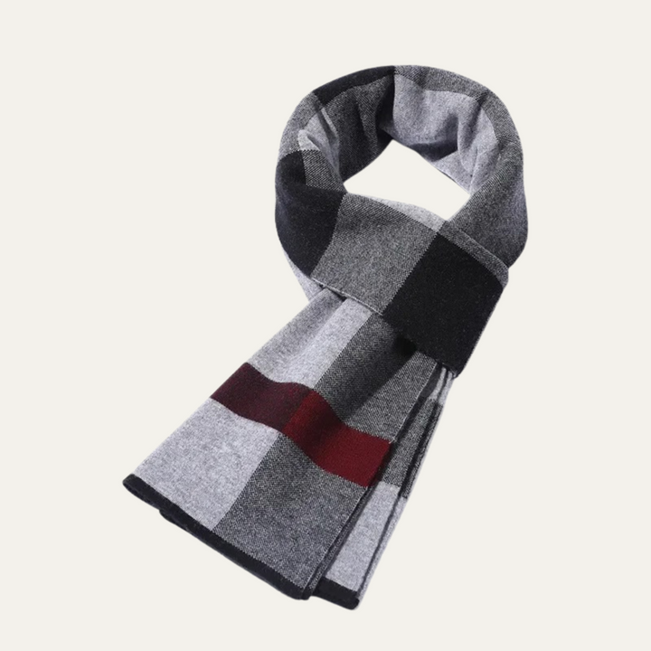 Mens Classic Knit Plaid Scarf Wool Blend