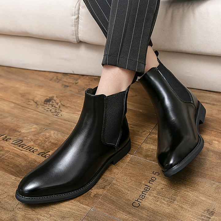 Mens Ankle Boots Leather Slip-On Classic