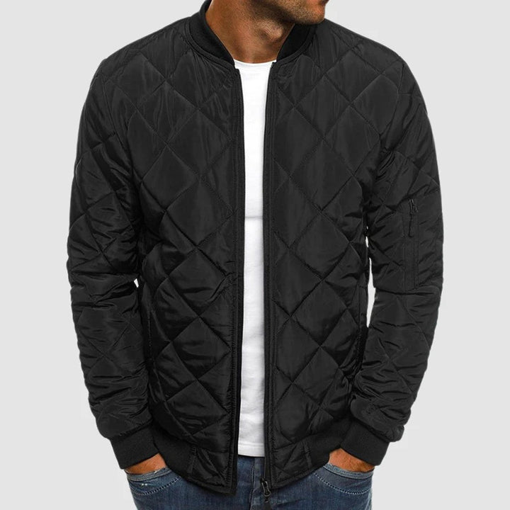 Mens Bomber Jacket Quilted Cotton Zip Front - BritishMode