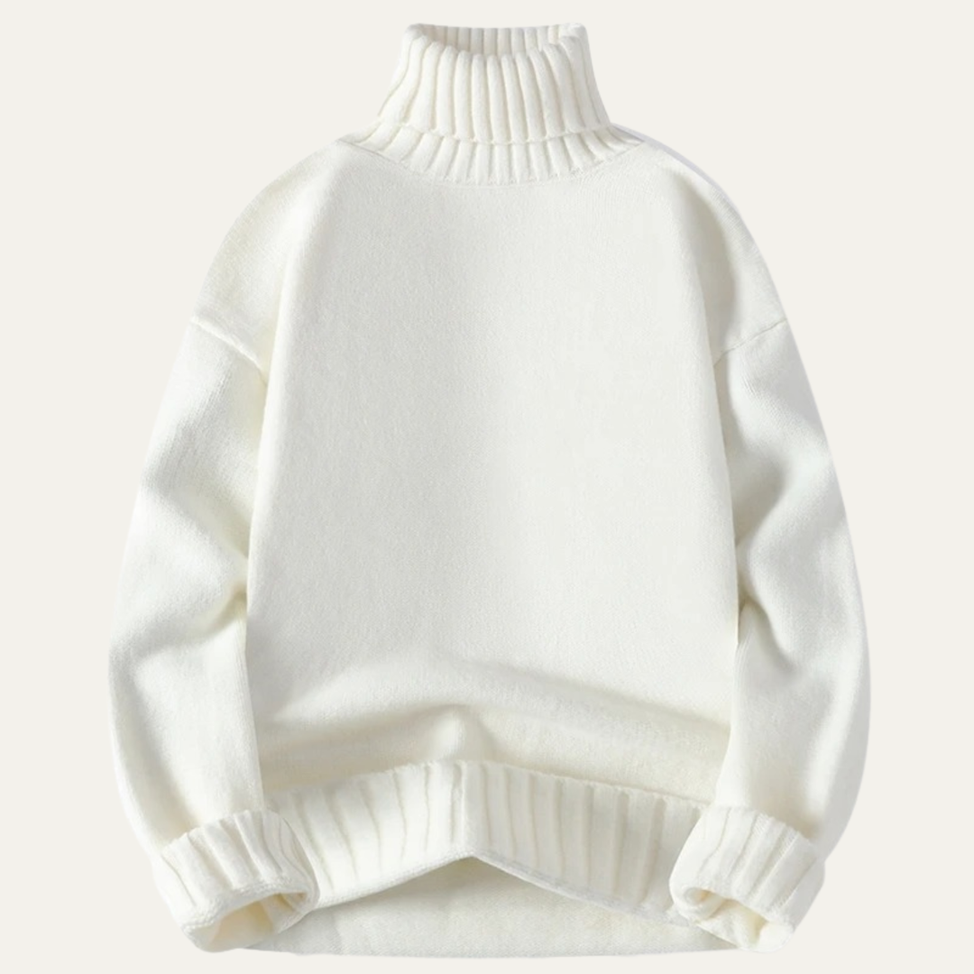 Mens Turtleneck Sweater Chunky Rib Relaxed Fit
