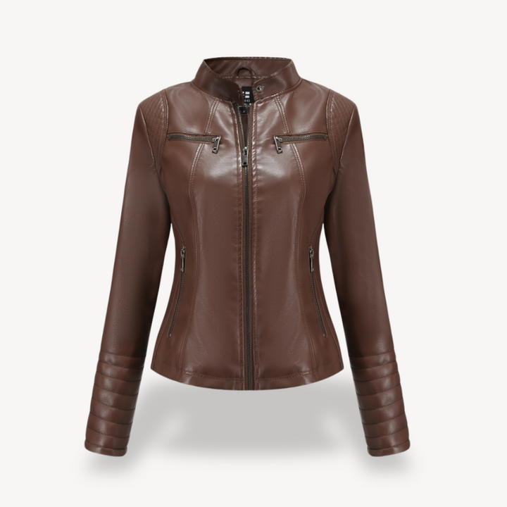Womens Faux Leather Biker Jacket Classic Fit