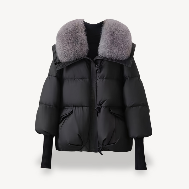 Womens Puffer Jacket with Faux Fur Collar