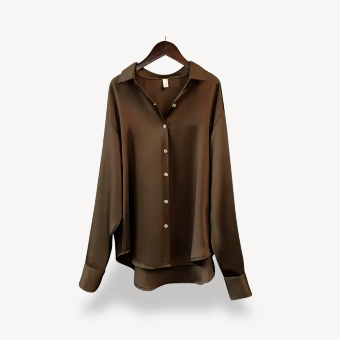 Womens Blouse Silk-Like Fabric Long Sleeve