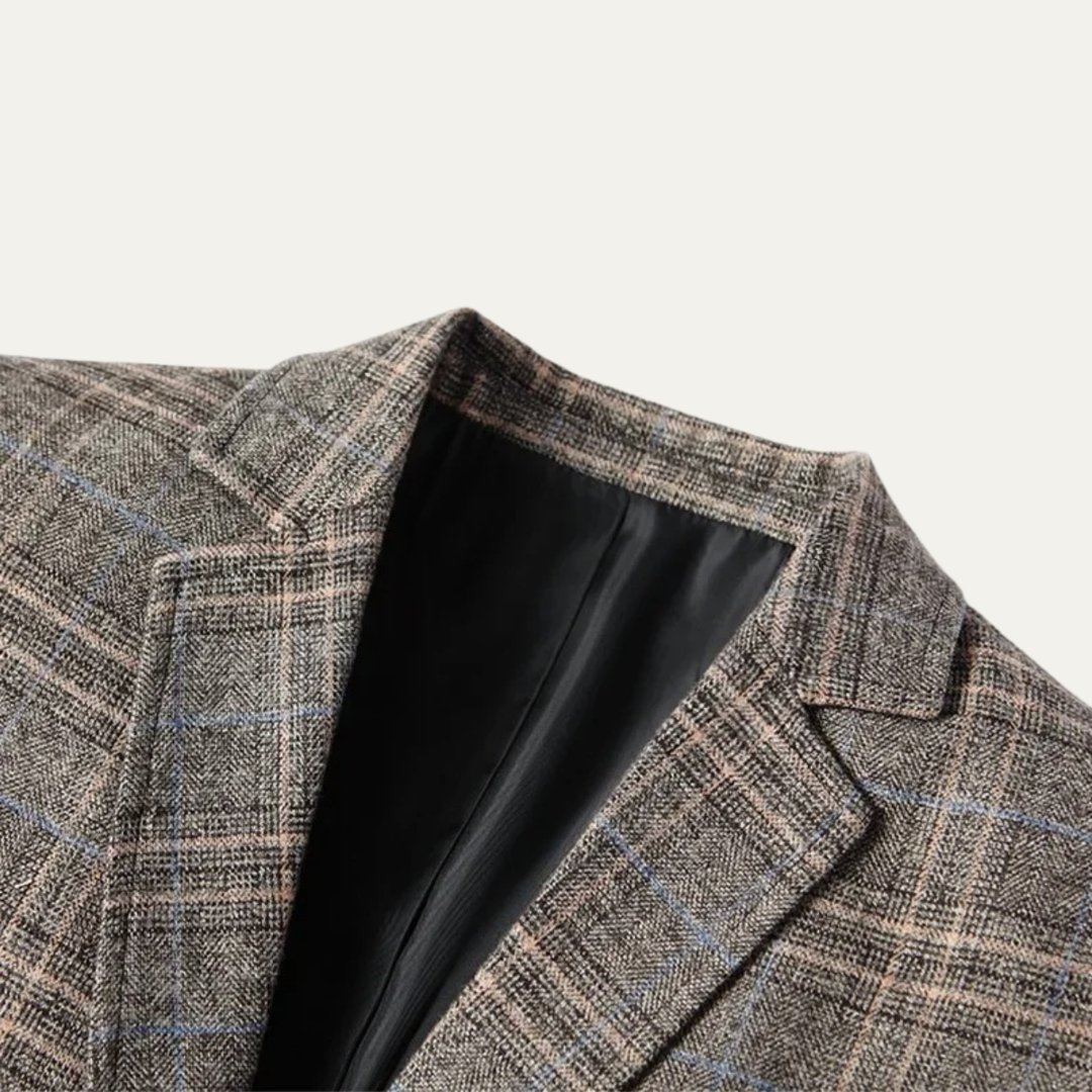 Mens Blazer Jacket Wool Checked Slim Fit