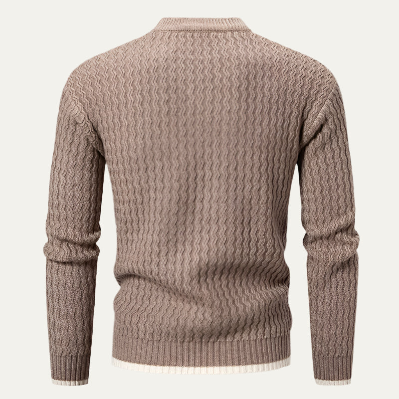 Mens Knit Sweater Textured Vertical Pattern Regular Fit