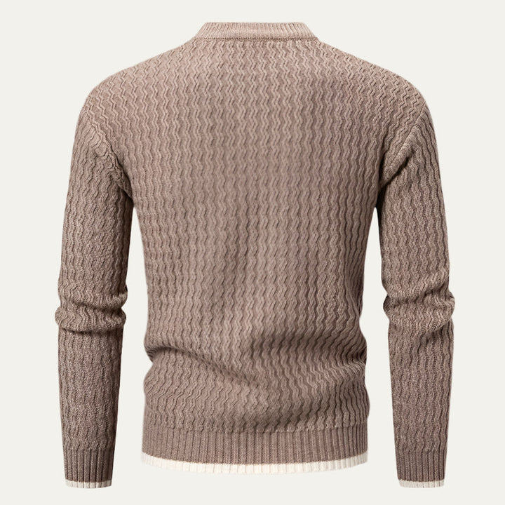 Mens Knit Sweater Textured Vertical Pattern Regular Fit