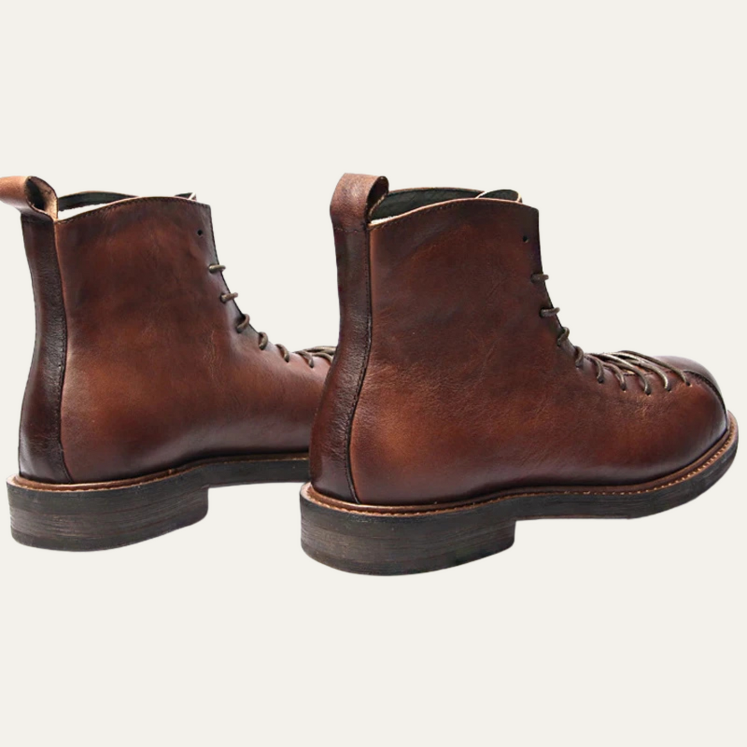 Mens Outdoor Leather Lace-Up Boots Rugged Style