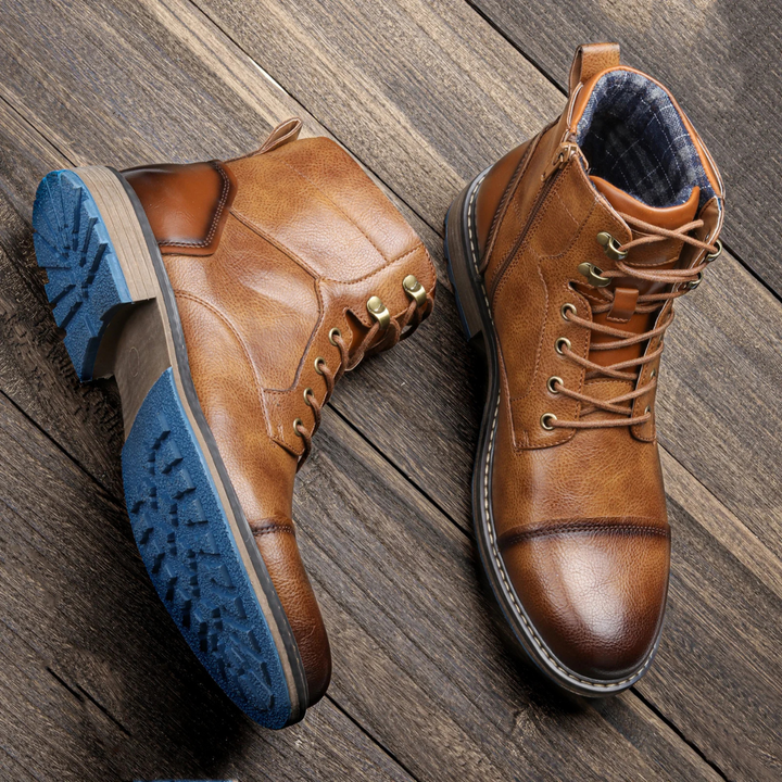 Mens Outdoor Leather Boots Rugged Adventure Style