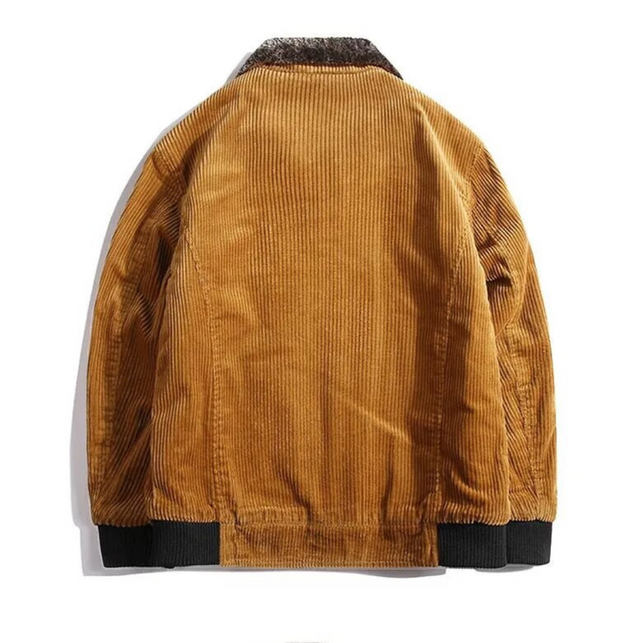 Mens Corduroy Bomber Jacket Plush Collar
