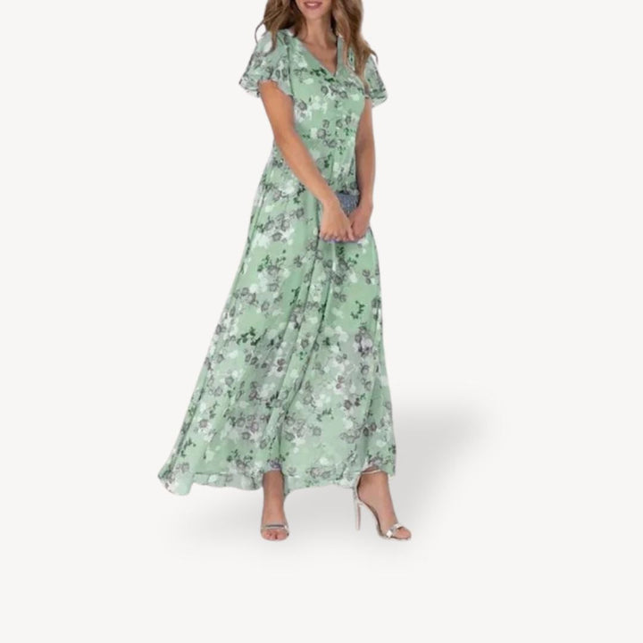 Womens Maxi Dress Polyester V-Neck