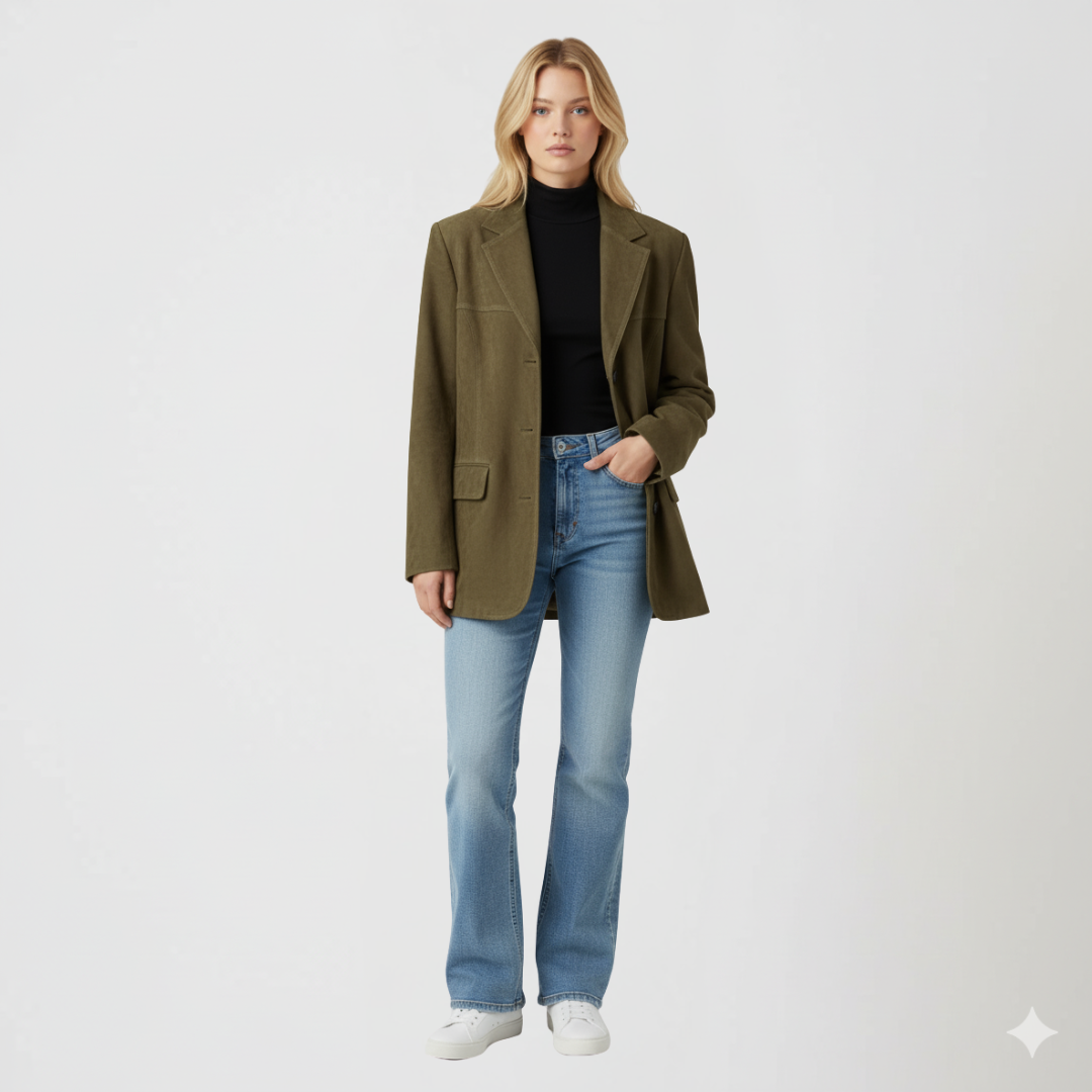 Womens Oversized Autumn Jacket Button-Up with Pockets