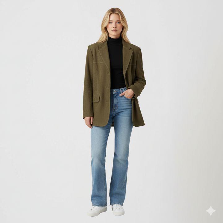 Womens Oversized Autumn Jacket Button-Up with Pockets